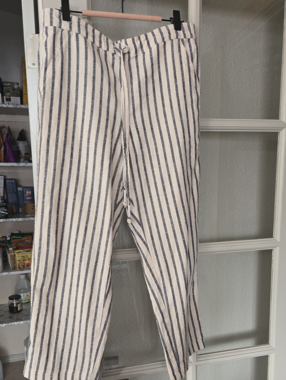 J. Crew Navy & White Striped Cotton-Linen Chinos